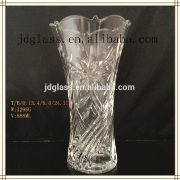 embossment clear glass vase for home decoration