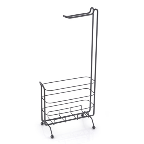 Black Toilet Paper Roll Holder Black Toilet Paper Standing Roll Paper Holder with Magazine Rack Manufactory