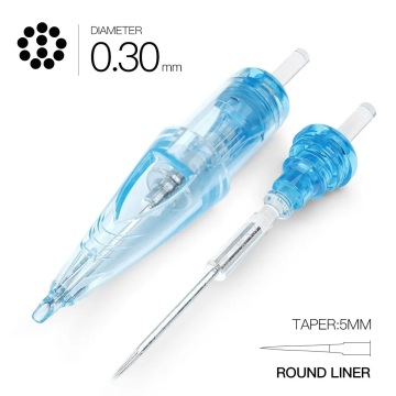 WJX Professional Tattoo Needles 0.3MM Round Liner Taper 5mm, Box of 20