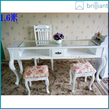 1673 1.6 meter wood with glass nail salon furniture table/manicure table
