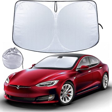 Foldable Polyester Sunshade for Tesla Model Y and Model 3 Windshield