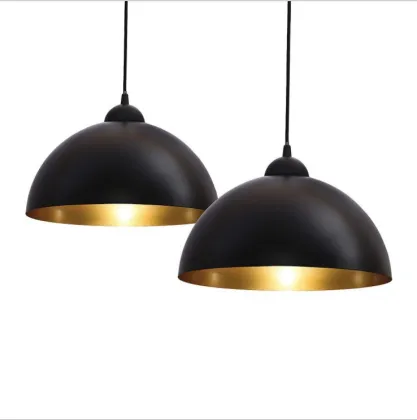 Modern Industrial Bar and Kitchen Pendant Lighting: Black Metal E27 Chandeliers