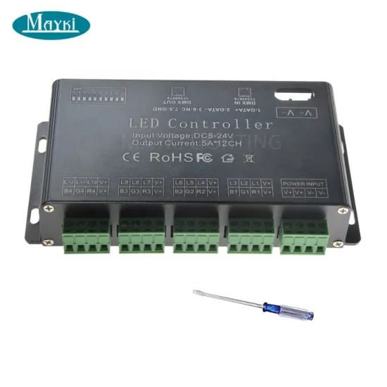 DMX512 Decoder 12 Channel 5A Dimmer Pack for LED Strip Lights - DC12-24V