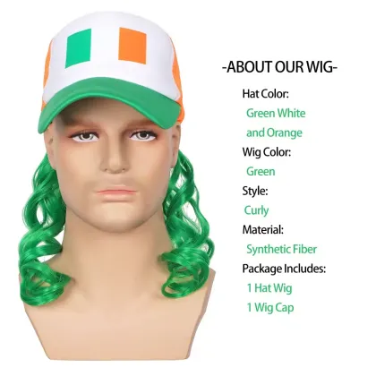 HLC ACC Custom Logo Green White and Orange Mullet Hat for St. Patrick's Day Ireland