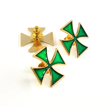 Custom Masonic Grand Cross Lapel Pin: Four-Leaf Clover Enamel Design
