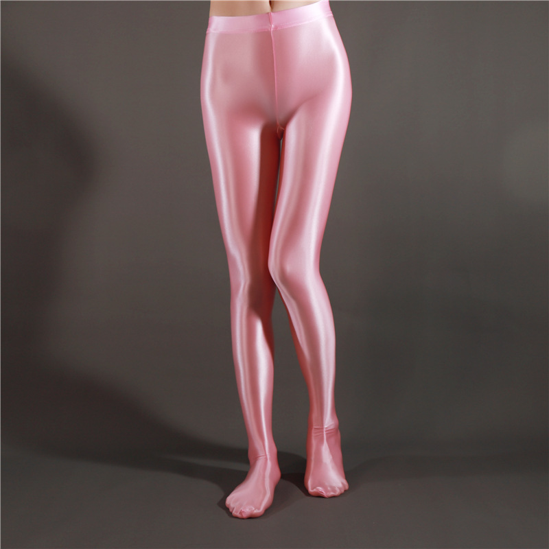 Transparent glossy pantyhose yoga leggings Smooth high waist women pants capris Sexy see through seamless workout leggings