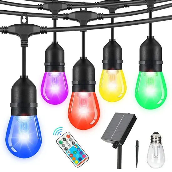 Solar RGB Waterproof IP65 Commercial Outdoor Holiday Christmas Tree Decoration String Light - 34Ft S14 Incandescent 10 Bulb