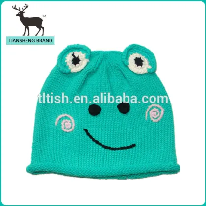 Frog animal face winter knitted hat