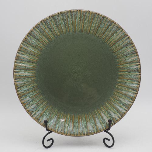 Luxury Reactive Glaze Green Ceramic Stoneware Dinner Ensemble de vaisselle