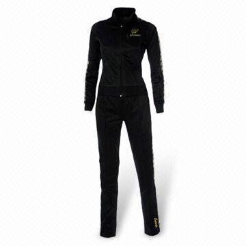 Women's Tracksuit, Made of 100% Polyester, Logo Tape with Piping