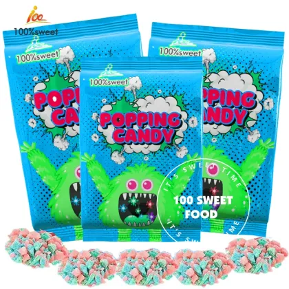 Factory Custom Popping Candy Rocks - Fizzy Pop Candies with Magic Popping Strawberry + Orange Flavor