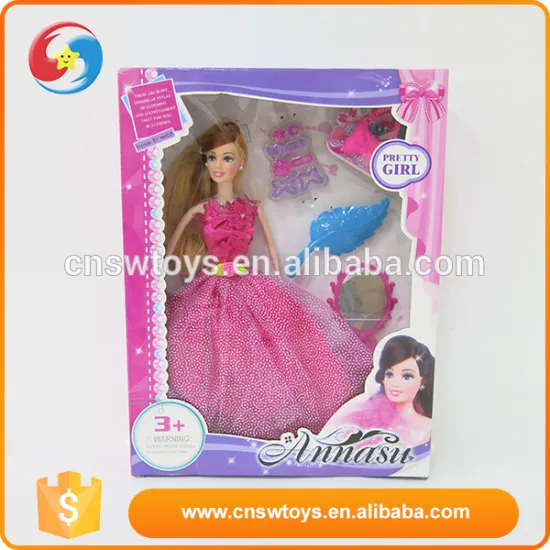 Children safely pink makeup dresser plastic girl doll with fashion item