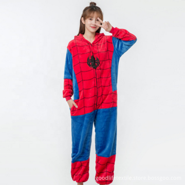 Spiderman Design Soft Flannel Child Hooded Pajamas