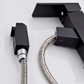 Matte Black Pull Out Deck Mounted Basin Faucet