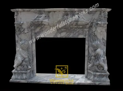 Marble fireplace mantel antique man-made fireplace