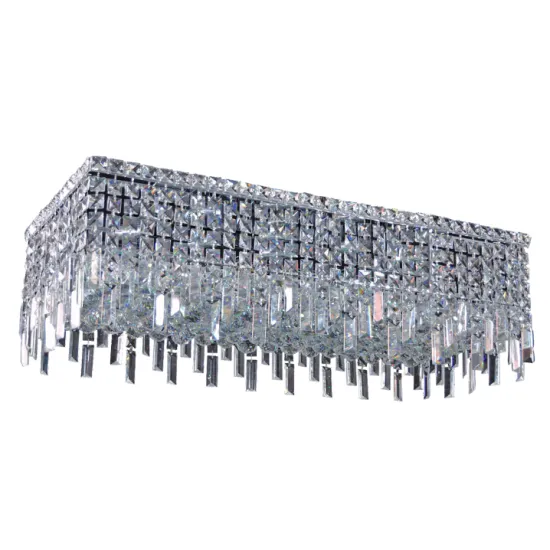 Modern Chrome Square Sparkling Crystal Chandelier