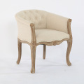 French Upholstered living Chair Antique Ash Wood Armchairs