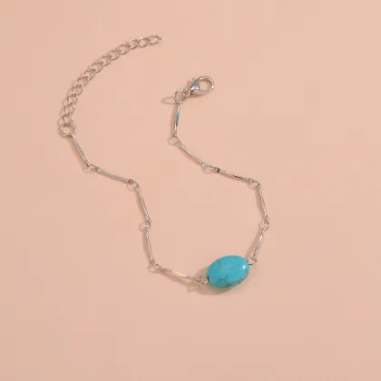 Retro Fashion Oval Turquoise Bracelet Adjustable Bracelet