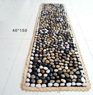 Natural Pebble Foot Massage Mat 40*150mm Colorful Smooth Stone Pattern Design