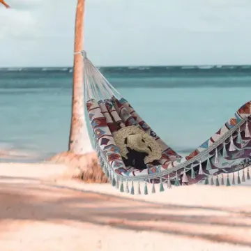 Boho Macrame Portable Carry Bag Hanging Camping Swing Bed Hammock with Tassel
