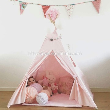 Wholesale 4-Wall Pure Plain Color canvas Princess Baby Happy kids indian tent childrens teepee