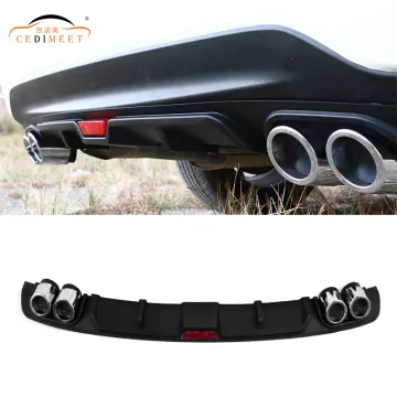 Universal Rear Bumper Diffuser Lip with Exhaust Tip - Multicolor Plastic Rear Bumper Diffuser