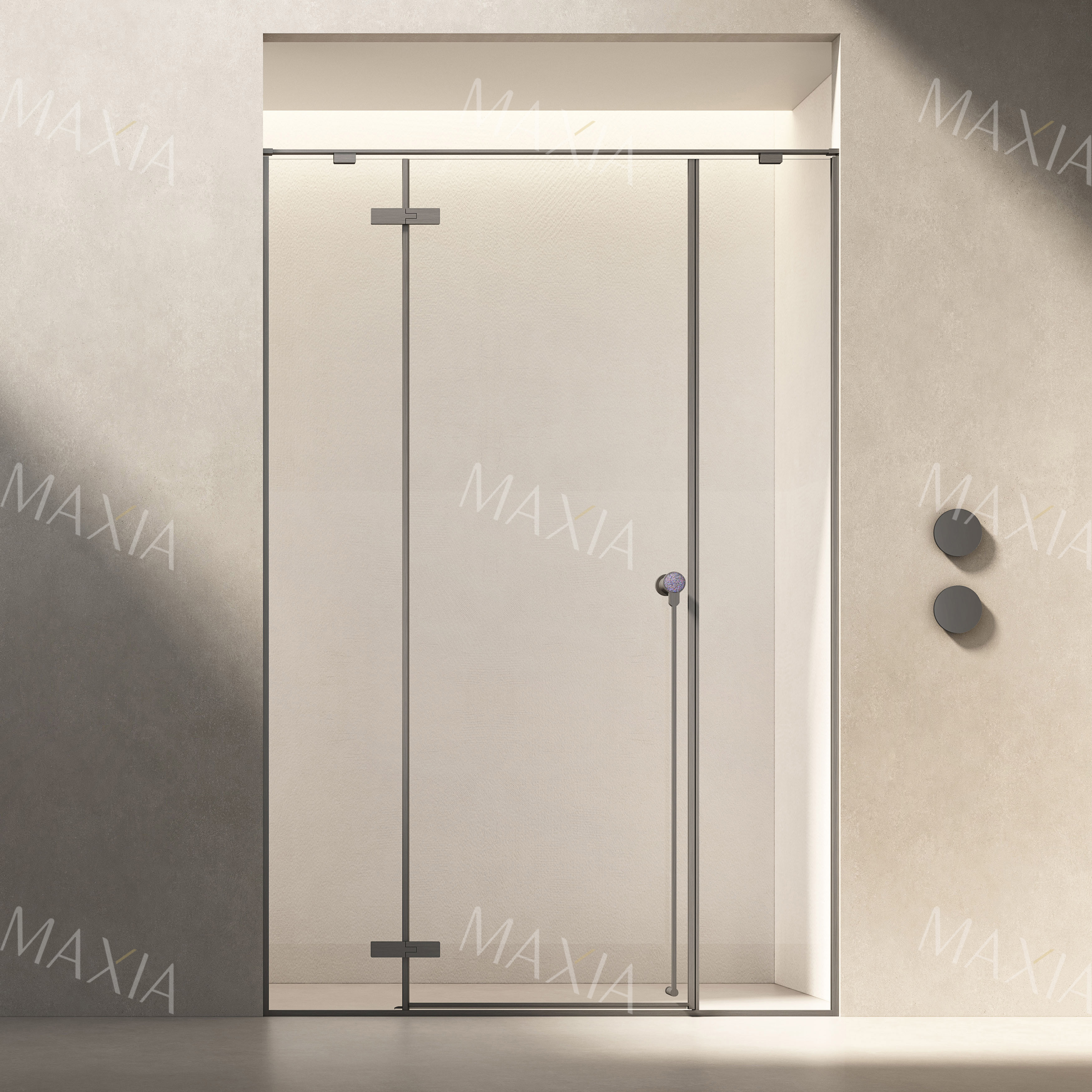 180 градусов для душевой комнаты с открытой дверью