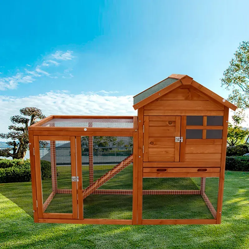 Natural Solid Wood Rabbit Hutch with Chicken Nesting Box
