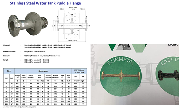 water tank puddle flange