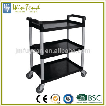 Cleaning hospital trolley 3-Tier balck plastic medical trolley