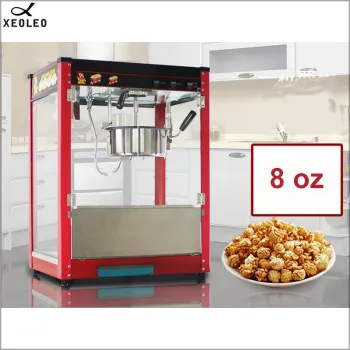 XEOLEO 8OZ Popcorn maker Electric American style popcorn machine Automatic hot oil popcorn maker Non-stick pot Toughened glass