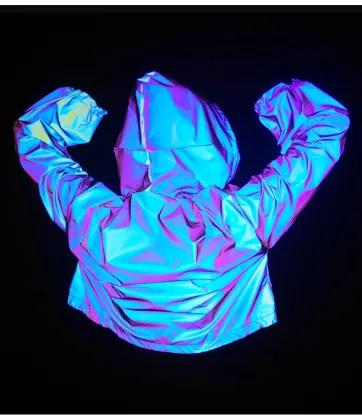 OEM Service Women Crop Rainbow Reflective Windbreaker Jacket