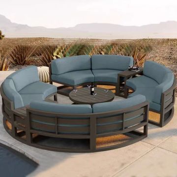 Chinese Manufacturers Custom Semi-Arc Aluminum Frame Light Luxury Outdoor Furniture Garden Balcony Sofa Set