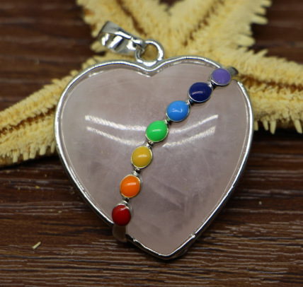 31x35mm Heart Agate Quartz Pendant