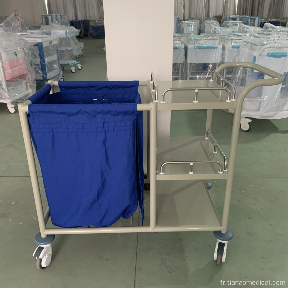 Chariot à linge multifonctionnel en acier pour hôpital