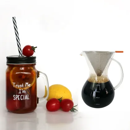 Vietnamese Stainless Steel Coffee Filter Set with Glass Carafe