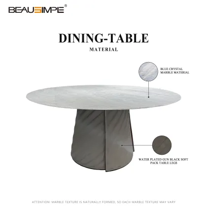 Elegant Blue & White Marble Dining Table Collection