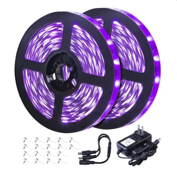 12V 24V Purple UV 390-400nm LED Wall Lighting Fixture - Black Strip Light Tape