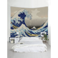 Tapestry Wall Hanging Ocean Great Sea Wave Tapestry Comic Style Blue Mount Fuji Tapestry for Bedroom Home Dorm Deco