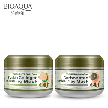 BIOAQUA 2PCS/lot little Pig Pigskin Collagen Nourishing Mask Carbonated Bubble Clay Mask Moisturizing Brighten Skin Care Set