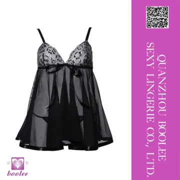 Hot sale super sexy transparent erotic black babydoll