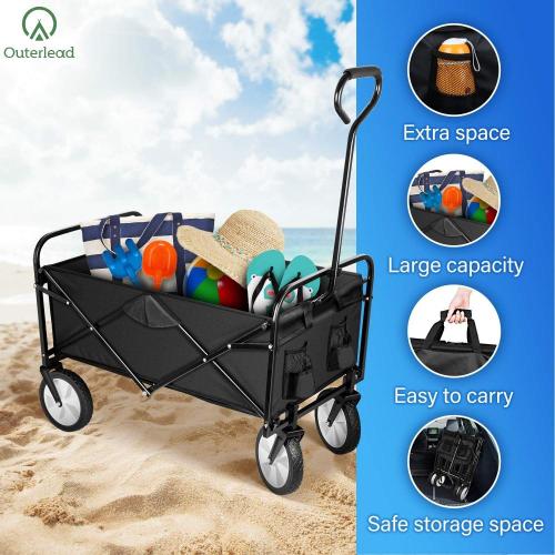  double decker folding wagon Camping Cart with 360° Swivel Wheels+Adjustable Handle Factory