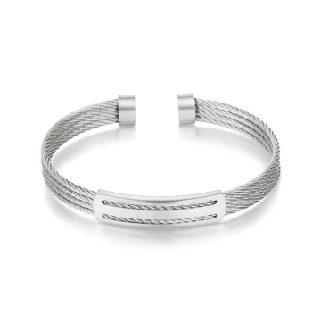 KALEN Unisex Mature Gold/Silver/Black Stainless Steel Thread Cuff Open Bangle Bracelet