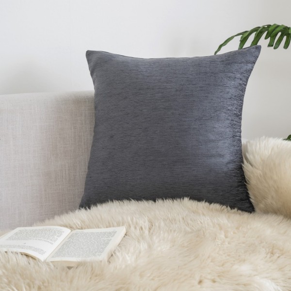 Chenille Dark Grey Pillow Case For Sofa Jpg