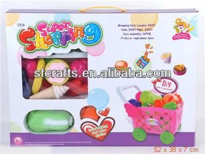 Plastic Shopping Cart Toy With Food