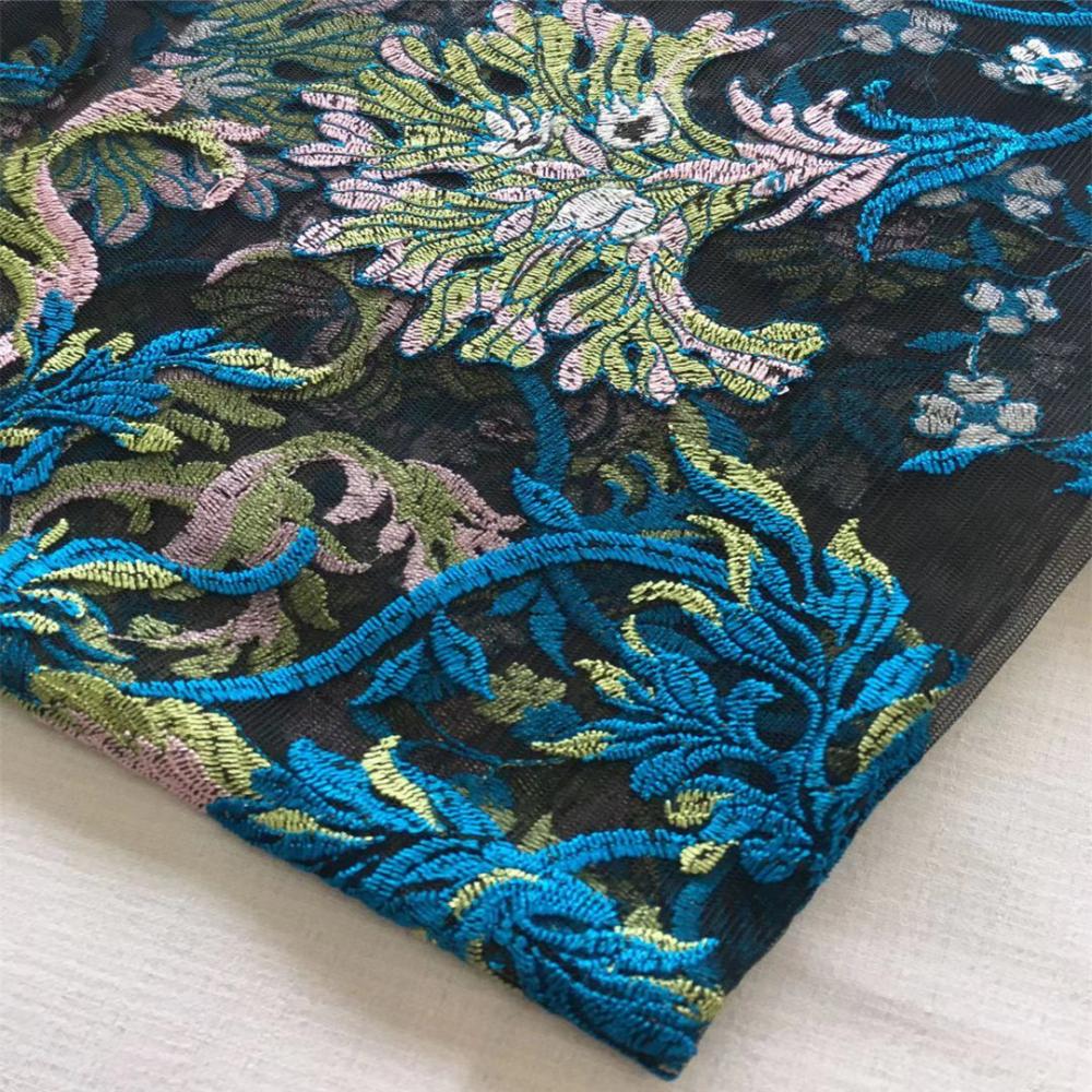 Colorful Big Flower Flat Embroidery Fabric