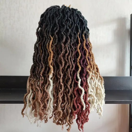 Ombre Wavy Gypsy Locs Faux locs Ombre Crochet African Roots Dreadlocs Hair Synthetic Braiding Hair Extensions for Black Women