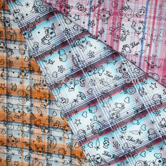 100%cotton yarn dyed printed fabric