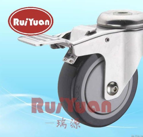 Stainless Steel Braked Bolt Hole Castor with PU Wheel