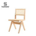 Wholesale Designers Elegant Furniture Rattan Seat Back Armless Wood Frame Dining Bamboo Rattan Chair Cane Wicker Back
